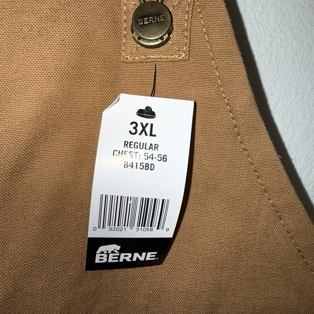 Berne Insulated Bib Overalls Mens 3XL Brown Duck Workwear Water Repellent - Picture 4 of 14